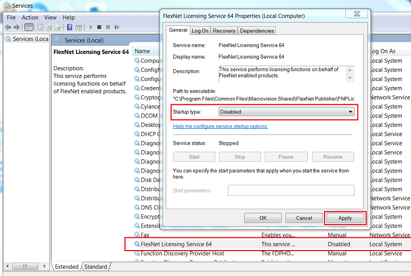 FlexNet Licensing Service 64 설정 방법